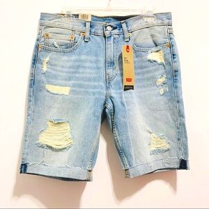 🆕 Levi's 511 Mens Slim 10-11" Distressed Light Wash Jean Shorts Denim Jorts
